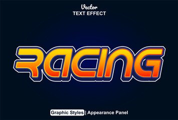 Poster - racing text effect with graphic style and editable.