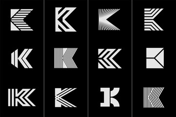 Modern K letter logo vector template set.