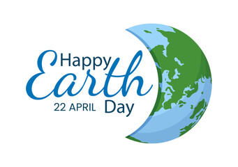 Wall Mural - Happy Earth Day on April 22 Illustration with World Map Environment in Flat Cartoon Hand Drawn for Web Banner or Landing Page Templates