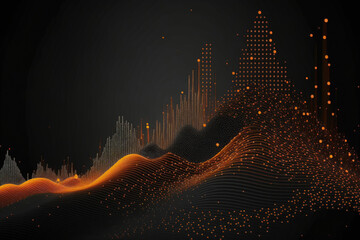 Poster - digital wave with dots in the future. dark internet. background music is abstract. particle flow vis