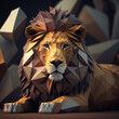origami lion isolated in a dark background Generative Ai