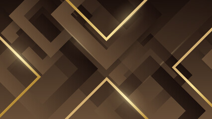 Wall Mural - Brown and gold abstract background pattern with texture and rectangles shape designs, geometric blocks and squares layered.