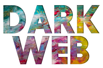 Poster - Abstract Natural Luxury art, fluid painting with Dark Web text, alcohol ink technique. Image incorporates the swirls of marble granite.