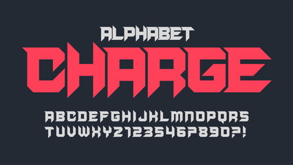 Aufkleber - Racing display font design, dynamic alphabet, letters and numbers.