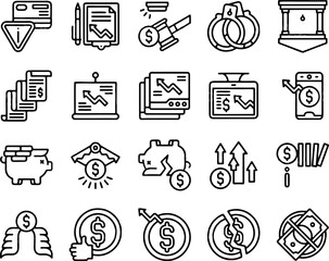 set of icons law symbol 