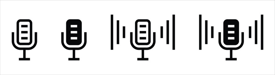 Poster - microphone icon set flat collections symbol sign. vector illustration