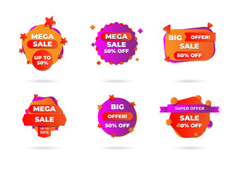 Canvas Print - Sale banners and price tag labels, selling card and discount sticker. Best offer vector templates on a transparent background