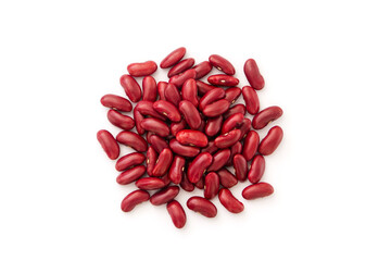 Wall Mural - Pile of red beans isolated on white background , top view , flat lay.