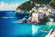 The Kastani beaches on the island of Skopelos have crystal clear waters. Sporades in northern Greece. Greece's summer vacation spots. Generative AI