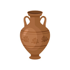 Old vase with pattern vector illustration. Cartoon drawing of antique ceramic or clay jug or pot isolated on white background. Pottery, damage, history, archeology concept