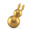 Golden Easter rabbit dynamic movement tumbling bauble round shape minimalist 3d icon vector