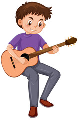 Sticker - A boy playing acoustic guitar