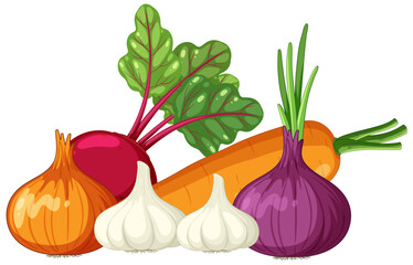 Wall Mural - Pile of various root vegetables