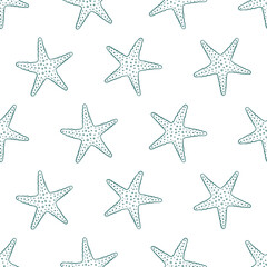 Wall Mural - Starfish doodle seamless pattern background vector illustration. Aquatic marine life wallpapers