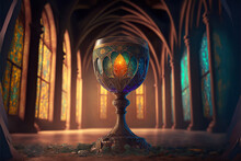 Holy Grail Chalice In A Temple, Magic Item, Generative AI