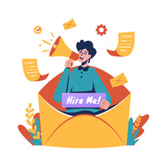 Wall Mural - flat design hire me recruitment illustration