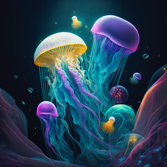 octopus digital generated illustration marine life element