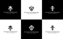 Creative T Letter Crown Luxury Monogram Logo Design Idea Vector