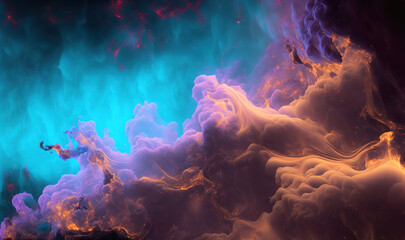 Wall Mural - absract colorful fantasy smoke background, generative ai