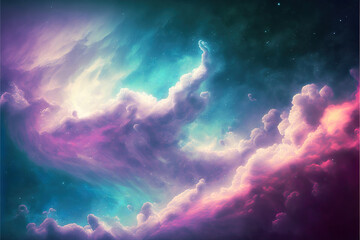 Poster - abstract colorful background with clouds, generative ai
