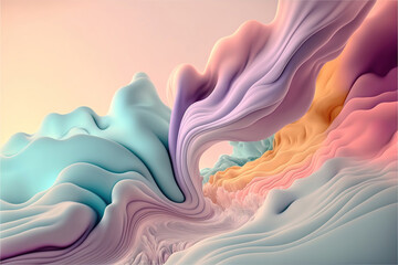 Wall Mural - abstract pastel color background with waves and smooth shapes, generative ai