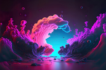 Wall Mural - beautiful abstract colorful landscape, generative ai