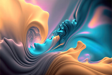 Poster - abstract colorful silk background with waves and smooth shapes, generative ai