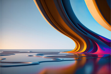 Wall Mural - abstract futuristic light background with smooth colorful wavey and twirly shapes, generative ai
