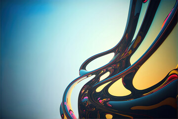 Wall Mural - abstract futuristic light background with smooth colorful wavey and twirly shapes, generative ai