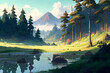 © Game Material Store - 美麗で幻想的な日本や和風系の背景のイラスト(AI generated image)