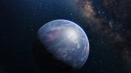 Wall Mural - space view 3d earth milky way star background. high quality video prores 422hq. image finished by na