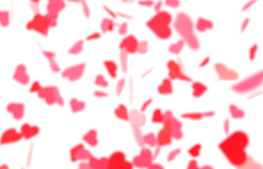 Wall Mural - Falling red and pink hearts isolated on transparent background. Valentine’s day design. 3D rendering