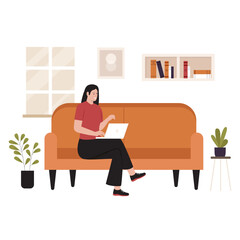 Wall Mural - Flat design of freelancers work from home. Illustration for website, landing page, mobile app, poster and banner. Trendy flat vector illustration