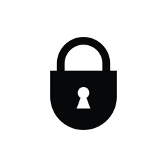 Poster - Lock vector icon padlock black flat icon