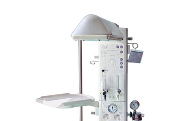 Wall Mural - A device for resuscitation of infants and checking the child on the Apgar scale after delivery, isolated on a white background. Machine for oxygen supply and resuscitation of the baby after childbirth