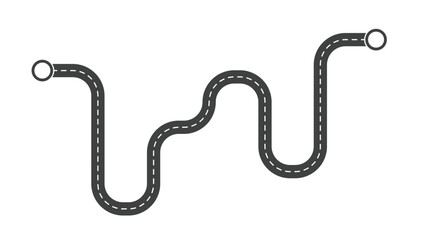 Poster - Winding Road on a White Isolated Background. Road way location infographic template with pin pointer.