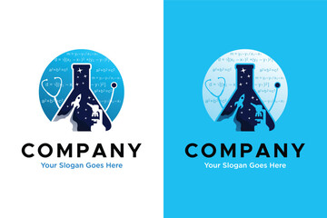 science laboratory technology illustration logo design