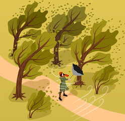 Wall Mural - isometric storm weather concept