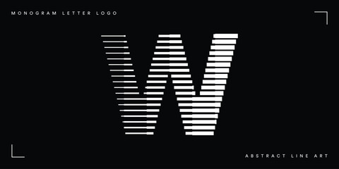 Poster - letter w logo with halftone line pattern