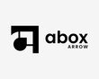 Letter A Initials Square Box Frame Arrow Up Right Arrowhead Success Minimalist Vector Logo Design