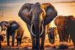 Wild Safari in the Wild with Elephants, Lions and Zebras, generative ai