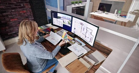 Aufkleber - Real Estate Designer Working On Computer