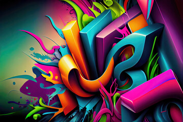 Modern colorful graffiti style illustration background (Generative AI)