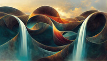 Abstract Flowing Waterfall As Wallpaper Background (Generative AI)