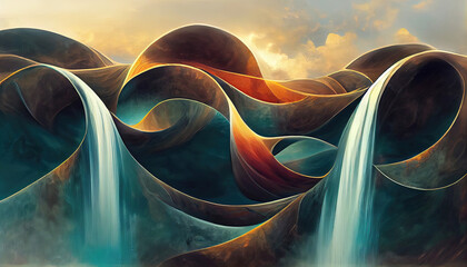 Abstract flowing waterfall as wallpaper background (Generative AI)