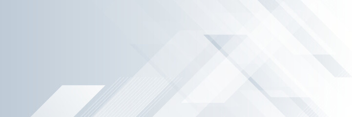 Abstract white and gray gradient background banner. Geometric modern design. Vector Illustration.