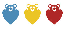 bear icon with heart, love, vector illustration