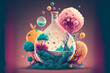 © KrakFox - Abstract scientific illustration of nature and biology. generative AI