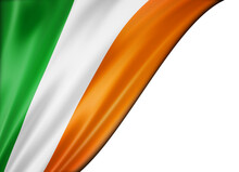 Irish Flag Isolated On White Banner