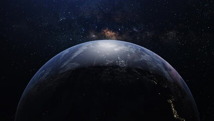 Wall Mural - space view 3d earth milky way star background. high quality video prores 422hq. image finished by na